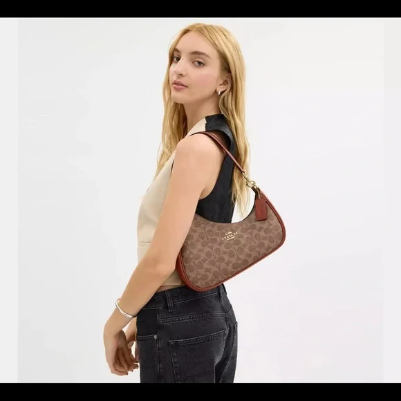 NWT coach!! Twisted Teri Shoulder Bag In Signature Canvas - Picture 7 of 8